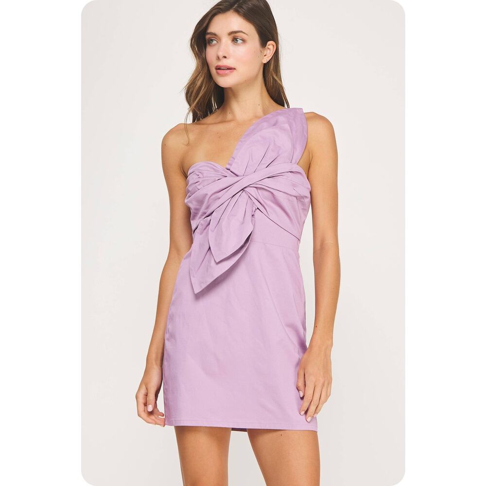 Strut and Bolt Knotted lilac Flower Bow Mini Dress S M L